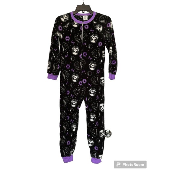 Star Wars Pajamas Girl Sz 10/12 Darth Vader Fleece 1 pc Sleep Black Purple - Picture 3 of 6